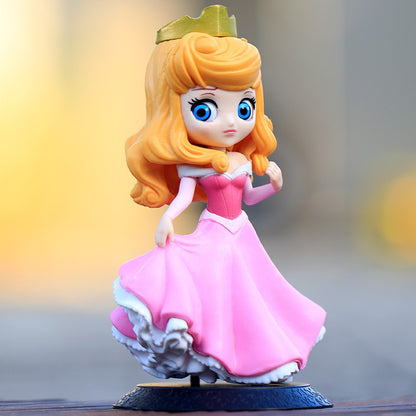 14-16cm Princesa Q Posket Branca de Neve Sereia Cinderela Bela Mulan Jasmine Sininho Aurora PVC Boneco de Ação Brinquedo Presentes para Crianças