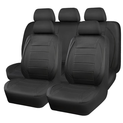Capas de Couro Universais para Banco de Carro Vermelho Simples à Prova d'Água para 5 Assentos