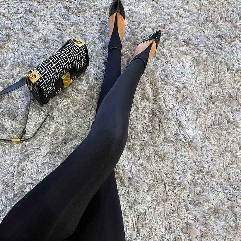 Korean Fashion Winter Black High Waisted Skinny Y2K Women Pants Sexy Glitter Cas
