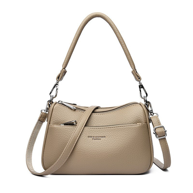 Genuine Brand Top Quality Soft Pu Leather Shoulder Crossbody Bags for Women 2026 Designer Handbag 2 Layers Hand Messenger Bag