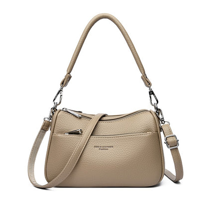 Genuine Brand Top Quality Soft Pu Leather Shoulder Crossbody Bags for Women 2026 Designer Handbag 2 Layers Hand Messenger Bag