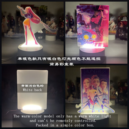 KPop K-POP Demon Hunters Kawaii Zoe Rumi Mira Saja Boys Superstar Monochrome Light Remote Control 16 Color Light Night Light