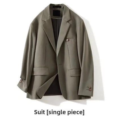 Casual Drapey Suit Set Men's Stylish Complete Set Cool College Students Street Fashion Korean Version Autumn Winter Suit