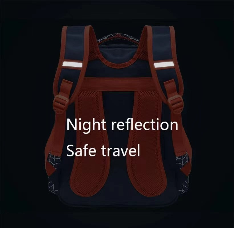 Mochila Escolar Infantil Masculina Fashion Padrão Aranha Vermelha e Preta Com Estojo Conjunto Bolsa Boutique Infantil Masculina