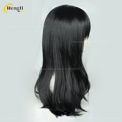 2 Estilos Mitaka Asa Peruca Sintética Anime Longa 65cm Preta Perucas Cosplay Com Adesivo Resistente Ao Calor Cabelo Festa Perucas Unissex + Touca de Peruca