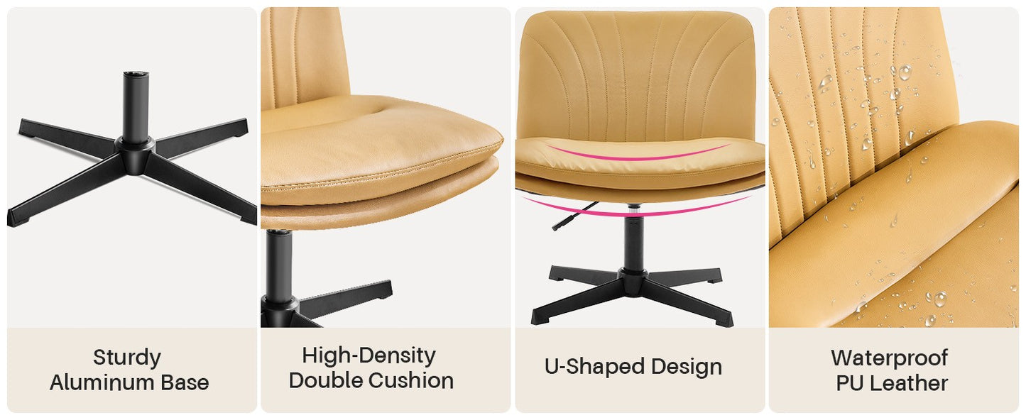 Redlife Criss Cross Chair with Rotating Adjustable Legs Office Chair Durable Pu Leather Wrapped Double Cushion for Home & Office