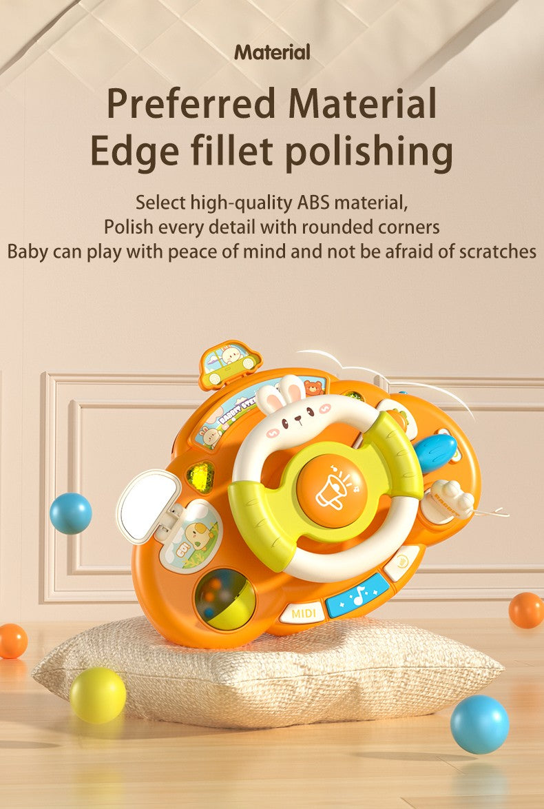 Brinquedo de volante para bebê, educação infantil, brinquedos de direção simulados, luz e música, educativos para bebês, reboque de berço, brinquedos suspensos