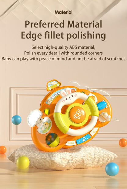 Brinquedo de volante para bebê, educação infantil, brinquedos de direção simulados, luz e música, educativos para bebês, reboque de berço, brinquedos suspensos