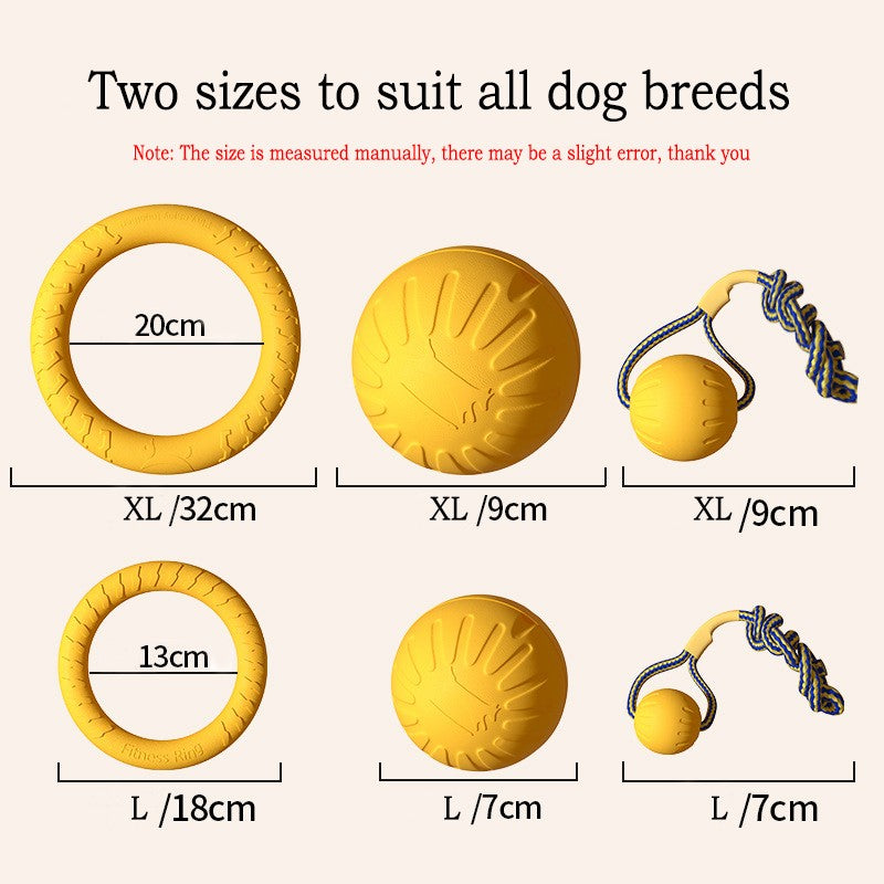 Brinquedos Duráveis de EVA para Cães 4 Peças Disco Voador + Bola + Corda para Puxar para Filhotes e Cães Adultos Conjunto Anti-Mordida para Limpeza dos Dentes?2024 Mais Vendido?