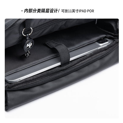 Waterproof Crossbody Bag Men Large Capacity 15 inch Laptop Fashion Shoulder Bag Solid Black Light Portable Anti-theft Zipper Bag