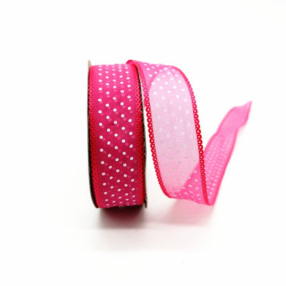 5 yards 1" 25mm Ribbon Wedding Party Decoration Organza Ribbon Printing Dots Gift Wrapping Hair Bows DIY Christmas Ribbon #22