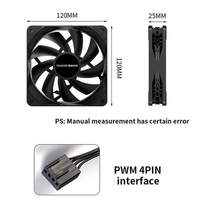 TEUCER PC Computer Case Fan PWM 4 Pin 120mm Silent 12CM Fan CPU Cooler Cooling Fan Cooling Radiator Fan 12V Adjust Fan Speed