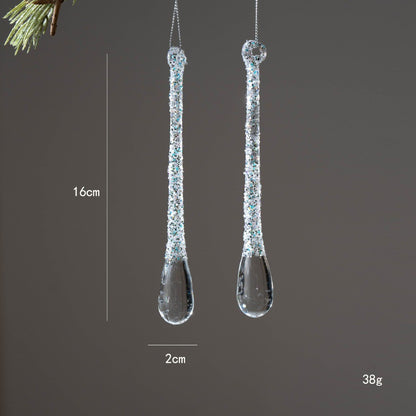 High Quality Crystal Clear Christmas Tree Ornaments Acrylic Glitter Icicle Decorations Transparent Hanging Party Holiday Decor