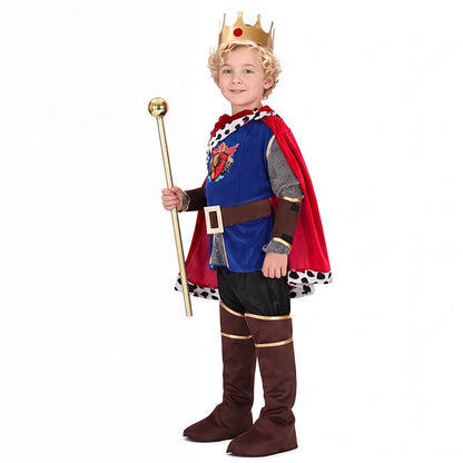 Boy King Prince Role Playing Costume Royal Set Prince Crown Cloak Halloween Birthday Makeup Party Gorgeous Dress Up No scepter