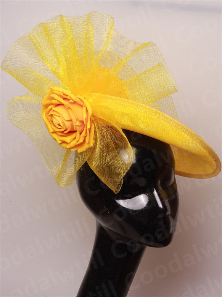Fascinator Feminino Azul Marinho Chic Chapéu Elegante para Royal Ascot Millinery Noiva Casamento Coquetel Acessórios de Cabelo Véus e Acessórios para Cabeça