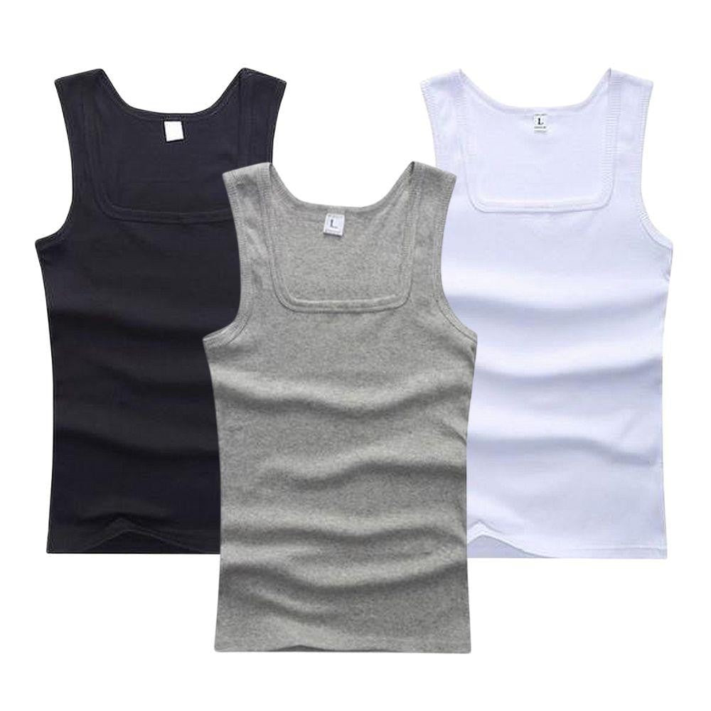 3pcs/lot Cotton Mens Tank Tops Sleeveless Solid Muscle Vest Undershirts Men's Clothes U-neck Gym Clothing Women Sleeveless Shirt