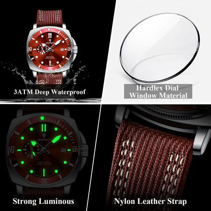 POEDAGAR Luxury Fashion Man Watch Luminous Waterproof Date Sport Watches For Men Nylon Leather Quartz Business Men's Clock Reloj
