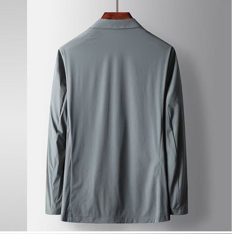 2025 Spring and Summer New Men's Casual Suit Light and Thin Elastic Middle aged Anti Wrinkle and Non Ironing Suit Coat Sunscreen