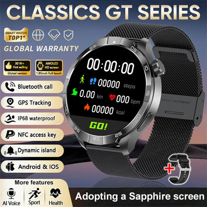 2026 Smartwatch com Display AMOLED Sempre Ativo, NFC, Chamada Bluetooth, Trajetória GPS, Impermeável, Saúde e Esporte, para Homens, Compatível com Android e iOS