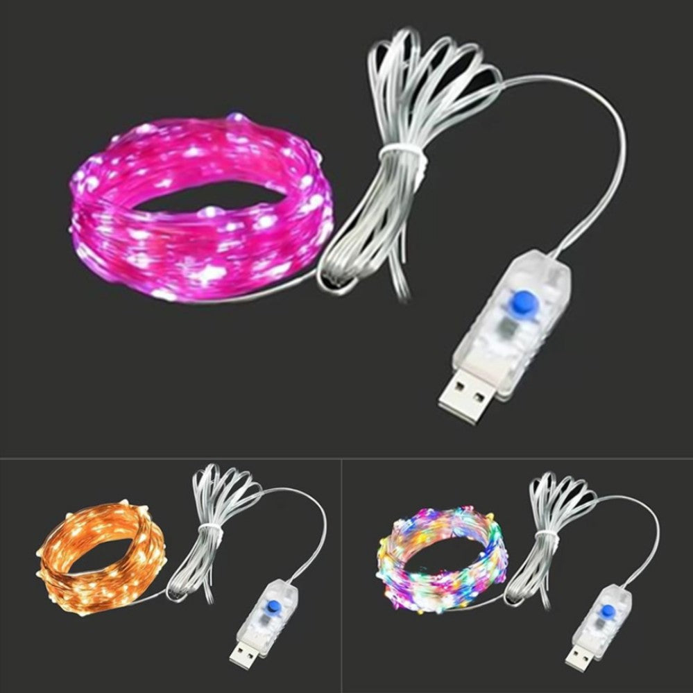 Led Silver Wire Fairy Lights USB Powered LED String Lights Outdoor Waterproof Garland For Christmas Party Wedding DIY Decoration