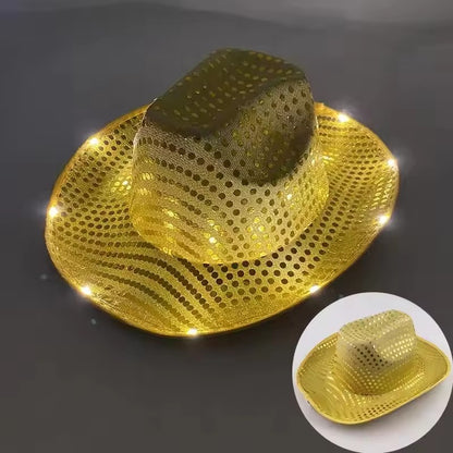 Chapéu de caubói/caubói com LED pisca-pisca, chapéu que brilha, festa de carnaval, homens, mulheres, despedida de solteira, suprimentos de casamento