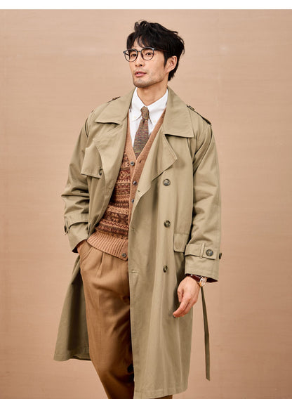 Mauroicardi Spring Autumn Long Black Khaki Trench Coat Men Shoulder Pads Double Breasted Chic British Style Fashion Clothes 2025