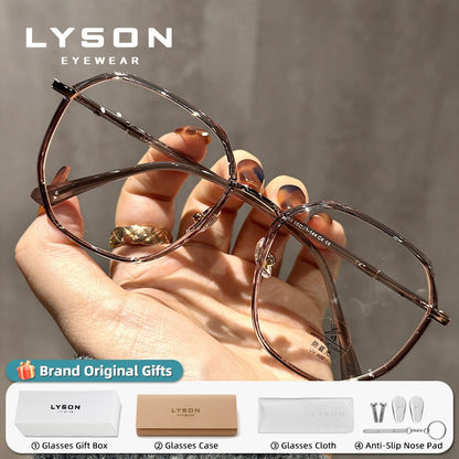 LYSON New Fashion Large Polygonal Women Reading Glasses Anti Blue Light Progressive Prescription Glasses Myopia Optical Eyewear