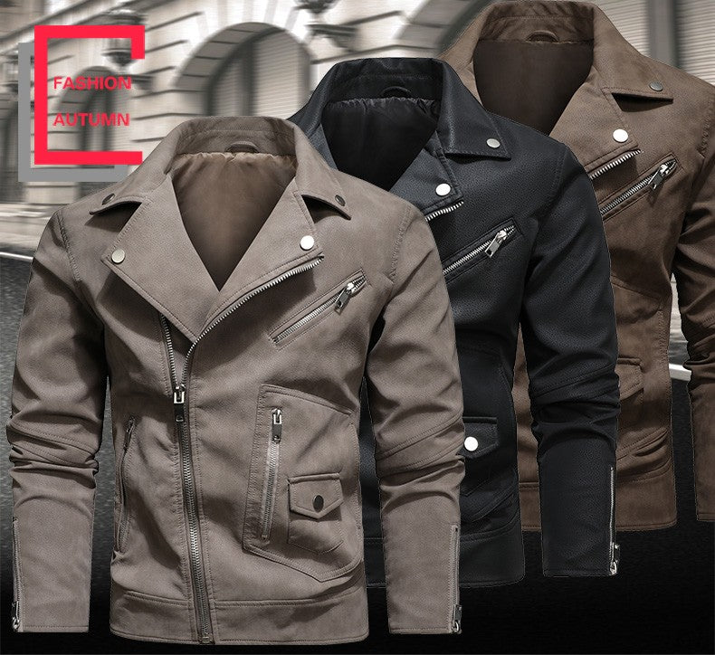 Jacket Men Coat Winter Leather Bomber Genuine Casual Brown Jackets Coats Faux Leather Vintage Black Biker Jacket Men Windproof