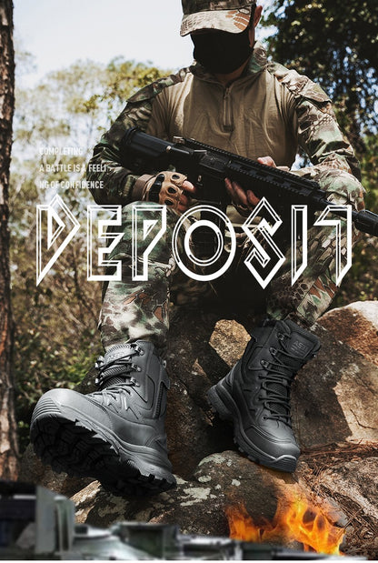 Botas masculinas de caminhada, combate ao ar livre, táticas casuais, versáteis e da moda