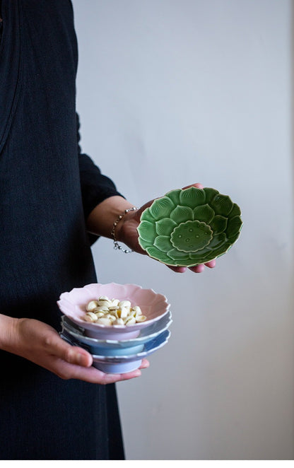 Ceramic Lotus Fruit Dishes Handmade Pastry Plate Self-help Display Home Table Decoration Trays Sharing Plate Supplies Gift Craft