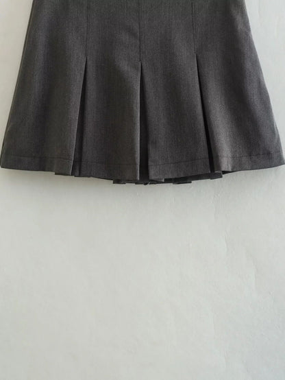 TRAFZA 2025 Spring Summer Women Casual Tierred Mini Skirts Fashion Vintage Solid