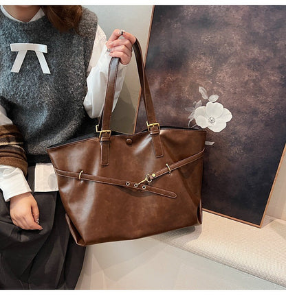 Retro Big PU Leather Shoulder Bag for Women 2025 Winter Trend New Y2K Fashion Handbags Females Travel Luxury Tote Bag  bolsas