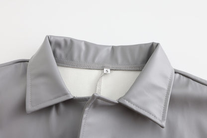 2024 New Men's Long Leather Jackets Goth Punk Button Trench Coat Solid Lapel Collar Long Pu Windbreaker Winter Leather Coats