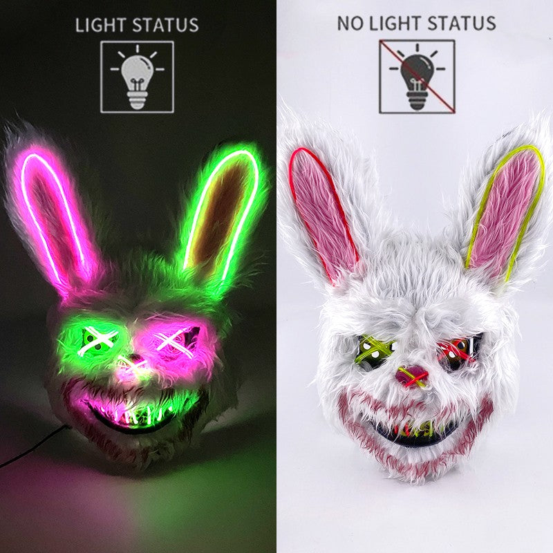 Hot Bloody Rabbit Bear Luminous LED Mask Halloween Horror Bunny Mask Carnival Party Props Cosplay Dress Up Headgear