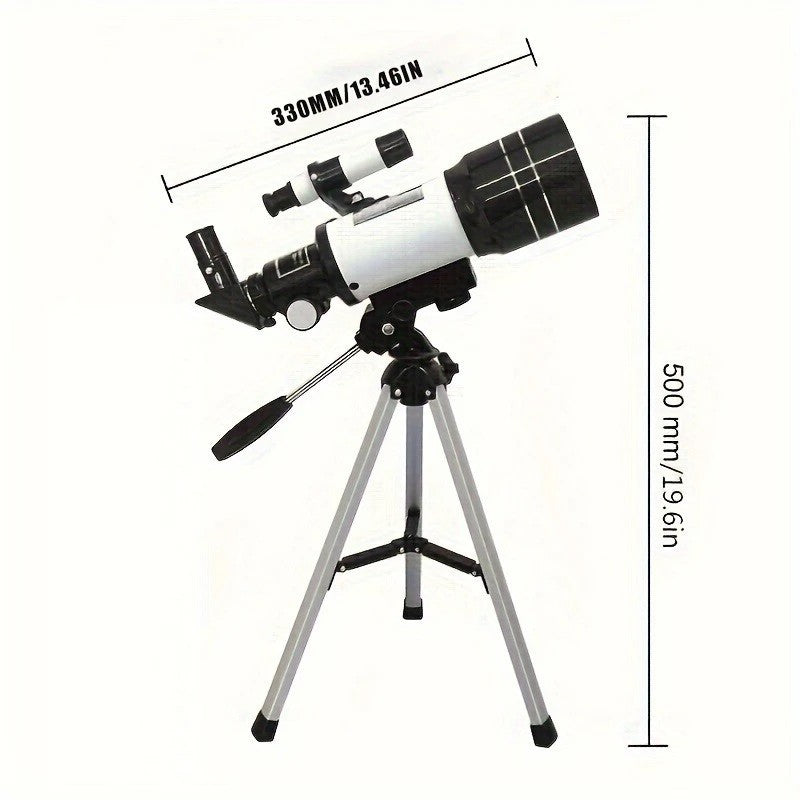 Telescópio 70mm Abertura 300mm para Iniciantes em Astronomia - Telescópio FM70300 com Tripé e Acessórios, para Observação da Lua e Estrelas