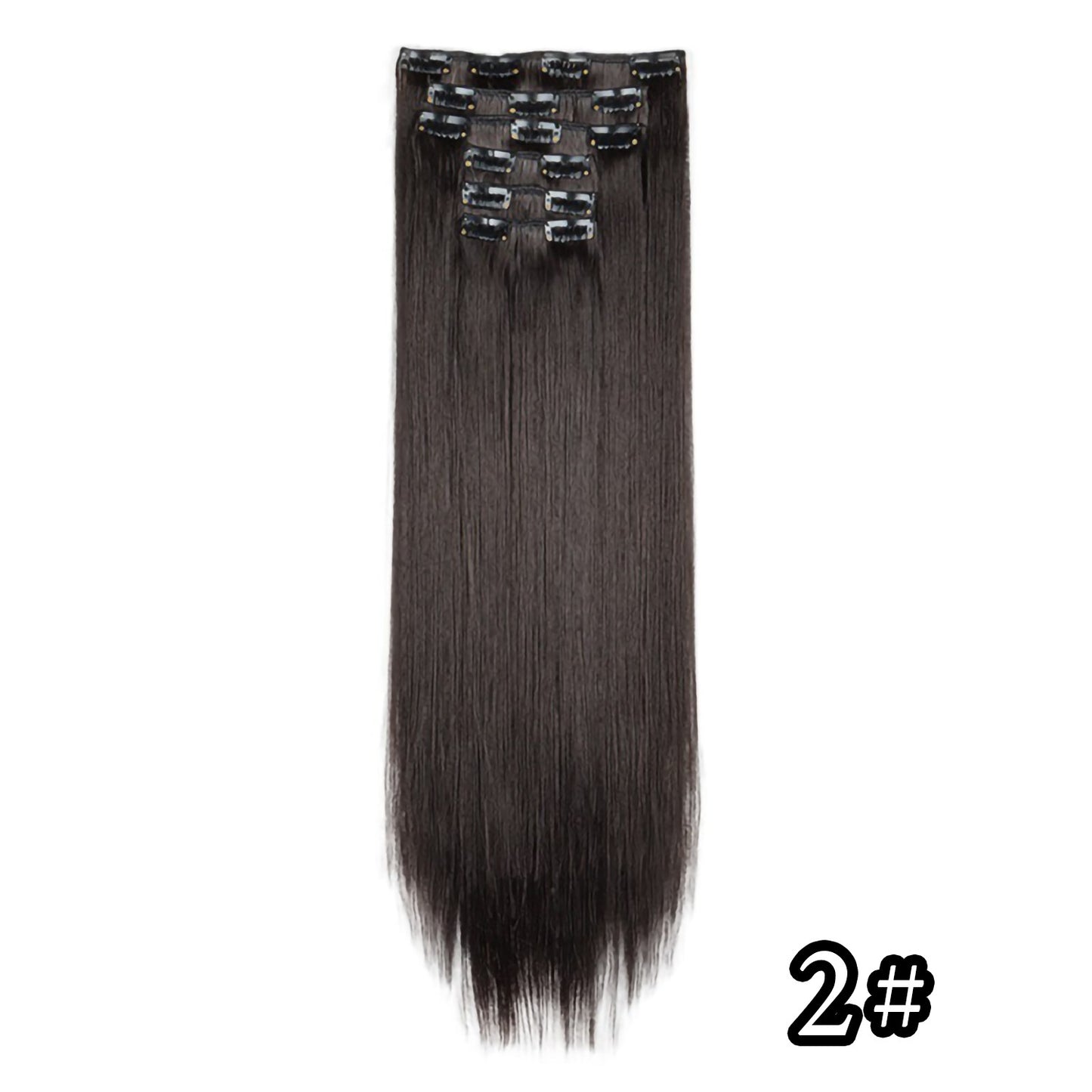 Apliques de Cabelo Natural de 24 Polegadas Cabelo Sintético para Mulheres Kit de Fios de Cabelo 16 Tic-Tacs em 6 Peças Apliques Mechas de Cabelo
