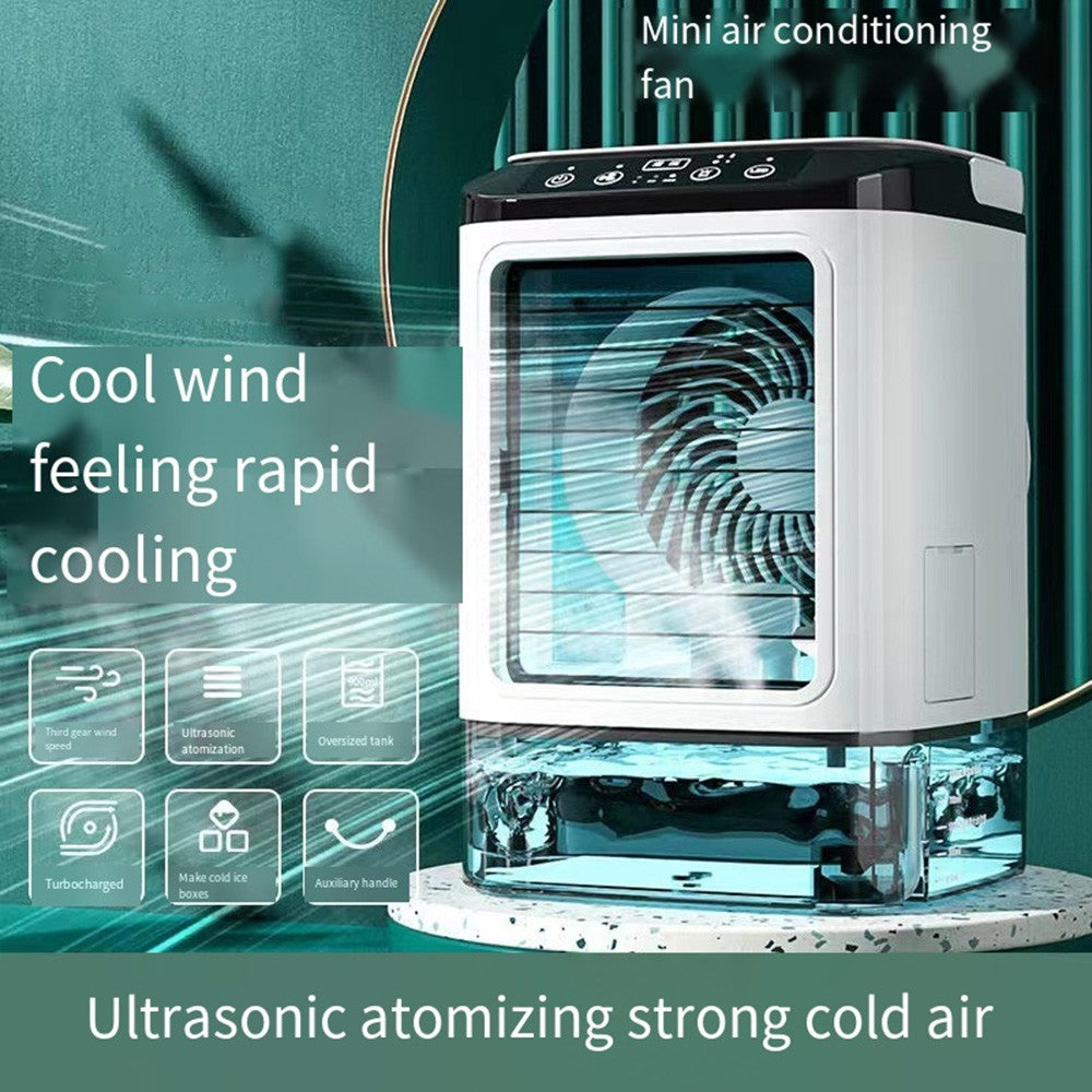 Mini Ventilador de Ar Condicionado Portátil USB 3 Velocidades Ventilador de Mesa Doméstico Lâmpada Noturna LED Refrigerador de Ar para Quarto Escritório Acampamento ??? ???