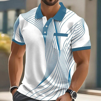 Summer Fashion Short Sleeve Men's Polo Shirts Stripe 3d Print Lapel Man Top High Quality Oversized Male Shirt Casual Clothing