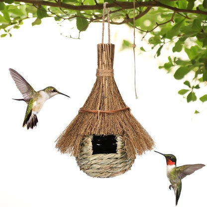 Casa para Pássaros Pendurada, Feita à Mão, de Grama, Ecológica, Gaiolas de Palha para Pássaros, Ninho Aconchegante para Pássaros, Abrigo contra o Frio