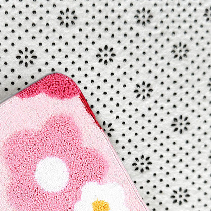 A comfortable three piece set with strawberry pattern can be purchased individually or set together for bathroom carpets