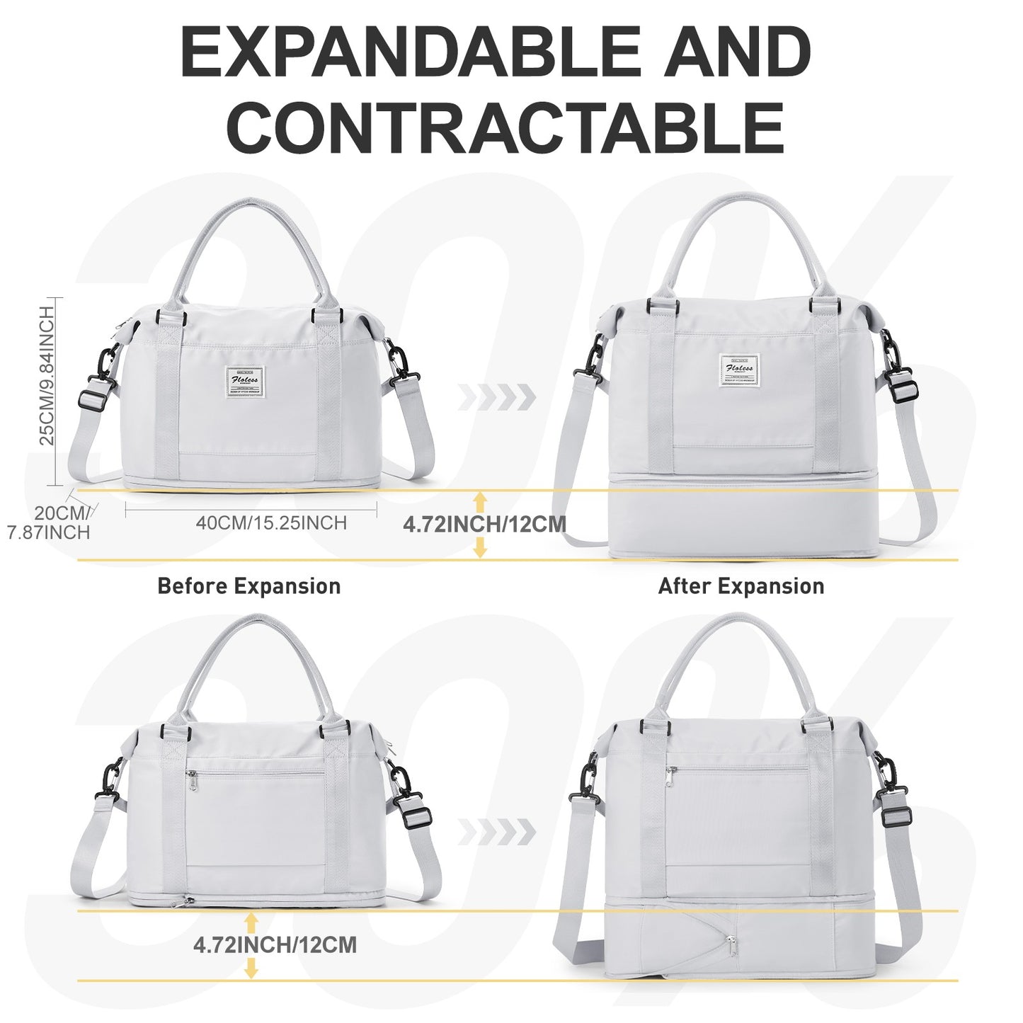 Travel Bags for Women Men, Expandable Handbag Travel Duffle Bag for Plane Ryanair 40x20x25 Cabin Weekend Bag Gym Bag Sports Bag