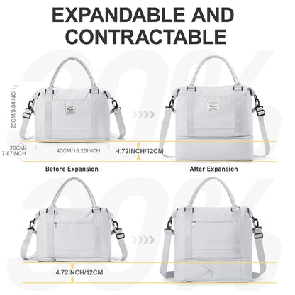 Travel Bags for Women Men, Expandable Handbag Travel Duffle Bag for Plane Ryanair 40x20x25 Cabin Weekend Bag Gym Bag Sports Bag