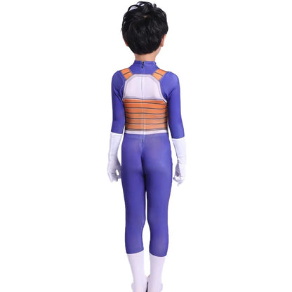 Anime Children's Vegeta Role-playing Costumes Paired With Tricolor Wigs Adult Super Saiya Bodysuits Holiday Party Costumes