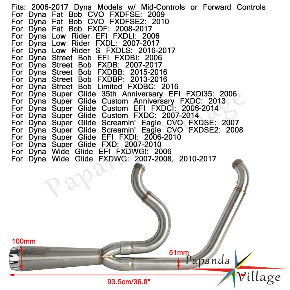 Motorcycle Full Exhaust Pipe Exhausts System Mufflers For Harley Dyna Wide Super Glide Fat Street Bob Low Rider FXDF 2006-2017