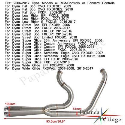 Motorcycle Full Exhaust Pipe Exhausts System Mufflers For Harley Dyna Wide Super Glide Fat Street Bob Low Rider FXDF 2006-2017