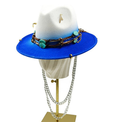 Vários chapéus DIY Chapéu Fedora com novos acessórios de corrente dourada, chapéu de inverno jazz hip-hop, chapéu de viagem, chapéu estilo punk, chapéu de igreja ????? ???????