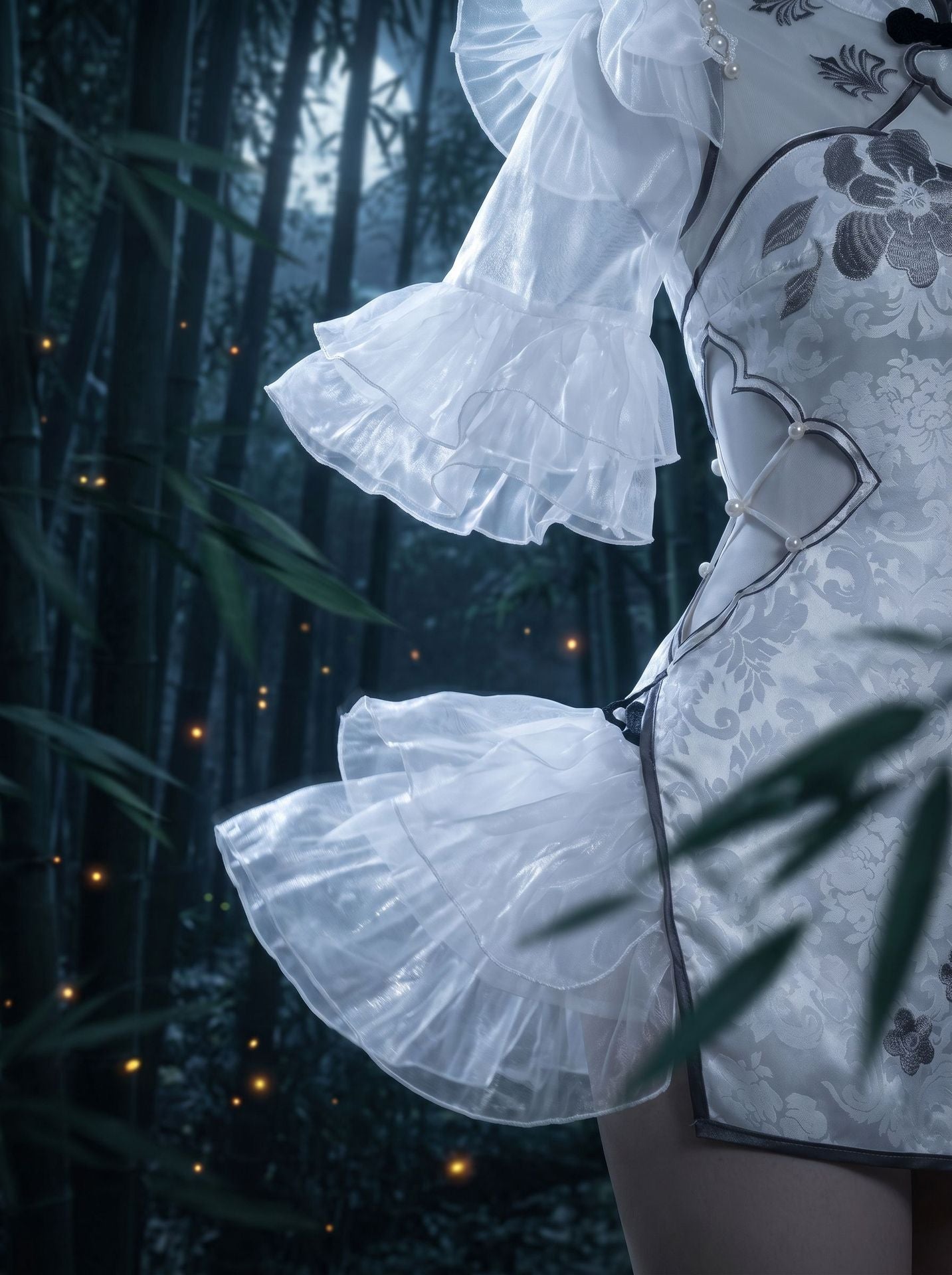 Naraka Bladepoint Yin Ziping Cosplay Costume Jade Ice Heart White Cheongsam Dress Cute Lolita Game Outfit Halloween Carnival
