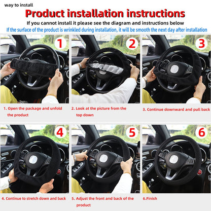 Shiny Skin PU Leather Dynamic Car Accessories without Inner Ring Steering Wheel Cover Suitable for 14.5-15inch