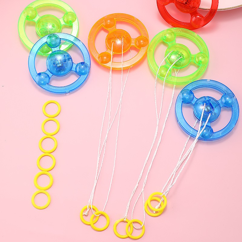 10 Pcs Fun Hand Pulled LED Light Up Flywheel Toys Children's Day Party Birthday Guest Gift Pinata Filler Kindergarten Gift Prize