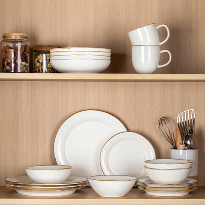 Handmade Stoneware Ceramic Dinnerware Set with Reactive Glaze for Dining Room Use Scratch Resistant Plates and Bowls Set Suitab